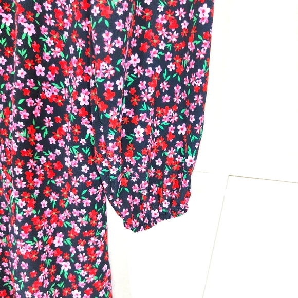 Topshop Red & Pink Floral Peter Pan Collar Dress Size UK 10 Ditsy Shift Smock - Picture 4 of 10